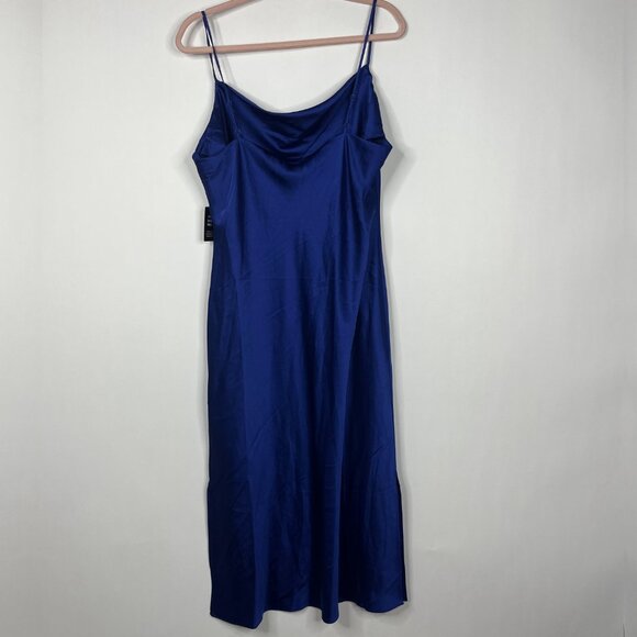 2/$30 NWT Express Satin Cowl Neck Midi Slip Dress Royal Blue XL #8812 - Picture 5 of 8